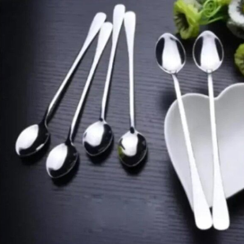 Picture of Good Quality Strong Beautiful Unic Design Stainless Steel Achar Spoon Set 6 Piece Long Pickle Set-Silver