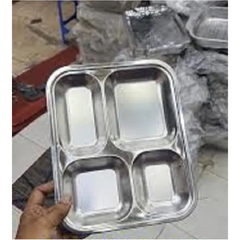 Picture of Everyday Use good quality strong Stainless Steel unique design strong Divided Dinner Plate Sets 4 Compartments Plate 1Piece-Multicolor