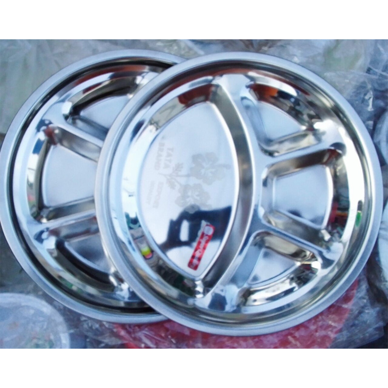 Picture of Stainless Steel unique design strong Divided Dinner Plate 4 Compartments Plate 1Piece-Silver