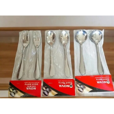 Picture of Everyday Use good quality Spoon Combo Set 6 Piece Tea 6 Piece fork 6 Piece Round Sup Spoon Set Total 18 Piece-Silver