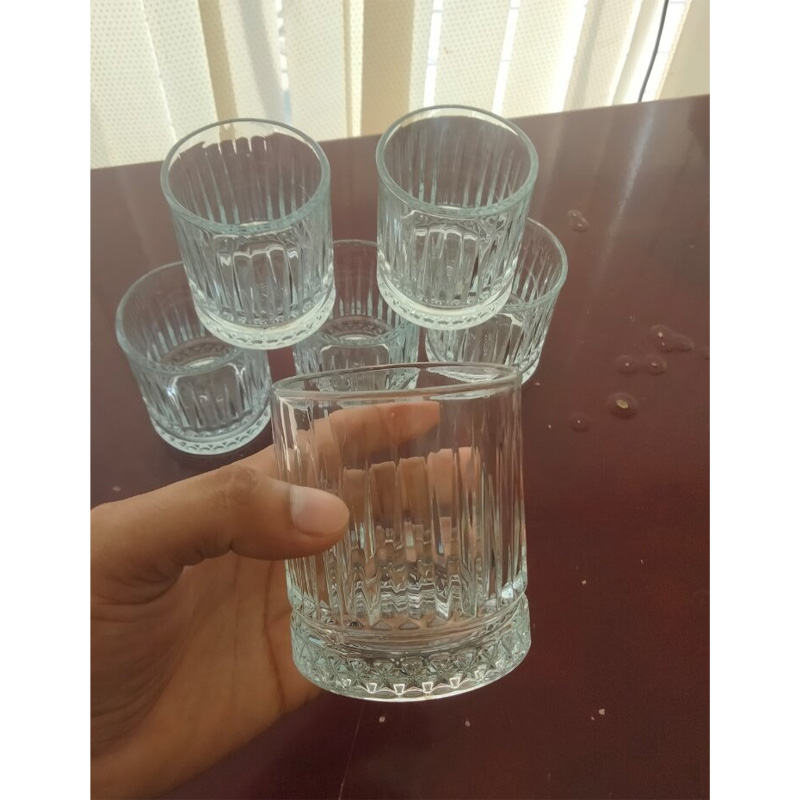 Picture of Everyday Use good quality Strong Crystal Clear Unique design Heavy Sharbat Juice Lassie Glass Set 6 Piece capacity 250 Ml-White