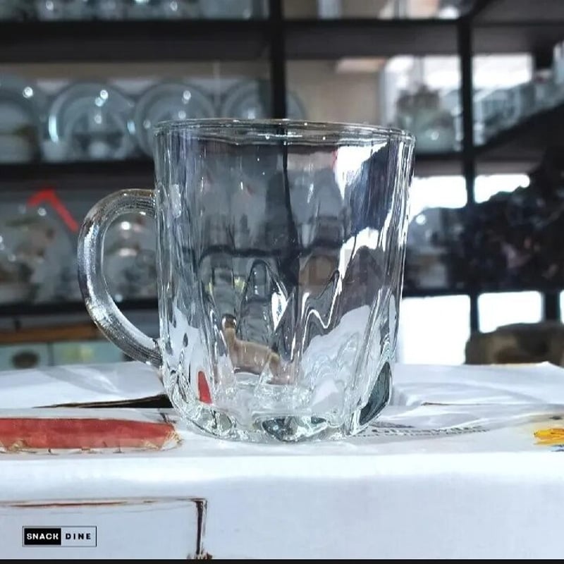 Picture of Everyday Use Good Quality Tea coffee Cup set Crystal Clear transparent Beautiful unique design Premium Cup Set 6 Piece 180 Ml-White