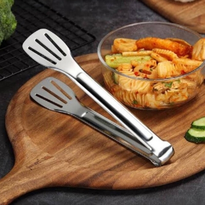 Picture of Stainless Steel Food Clip/ Tongs Spoon/ Clamp Salad Serving/ Barbecue Tongs/ BBQ -1Pc Tools-Silver