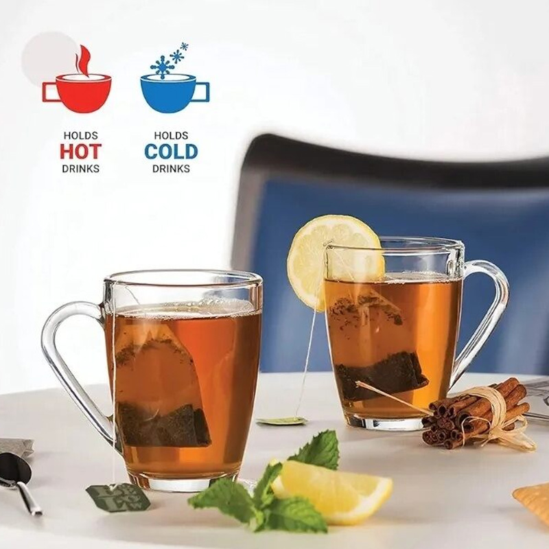 Picture of Everyday Use Good Quality Tea coffee Cup set Crystal Clear transparent Beautiful unique design Premium Cup Set 6 Piece 150 Ml-White