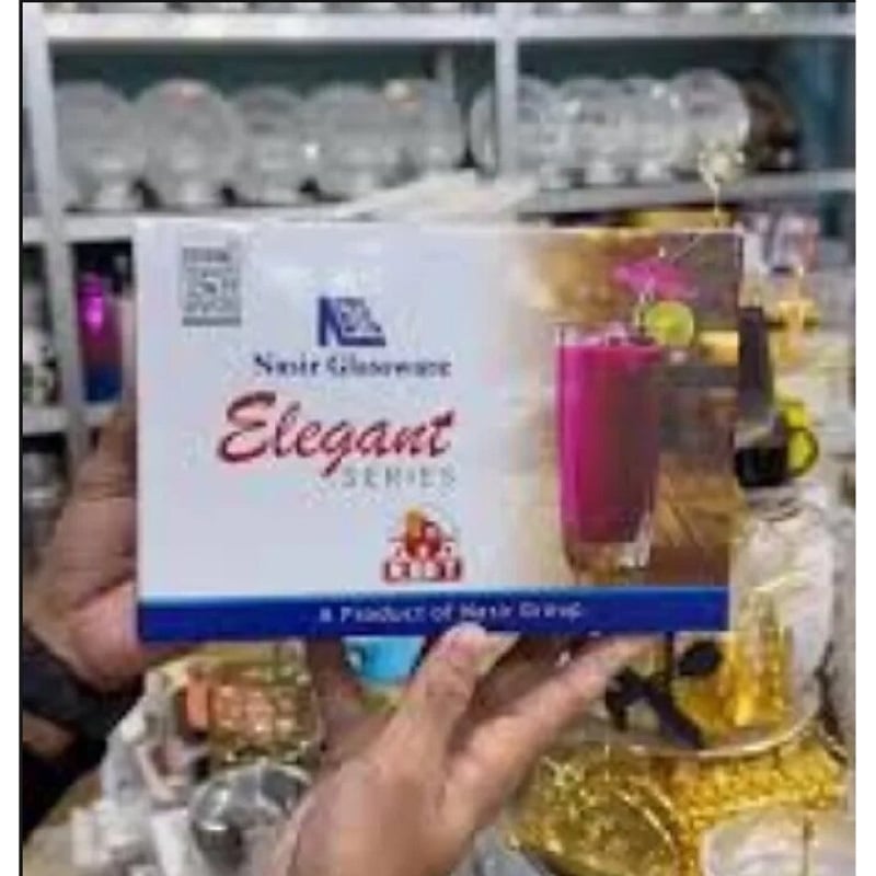 Picture of Everyday Use good quality strong Crystal Clear transparent Beautiful unique design Water /Drinking /Coke / Sorbat/Milk/ Lassi/ premium glass Set 6 Pieces per capacity 300Ml-White