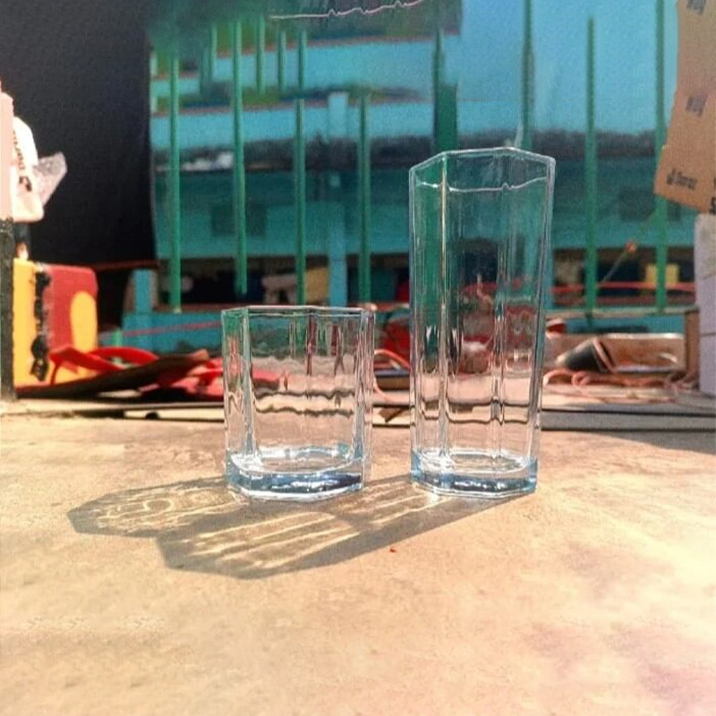 Picture of Everyday Use Crystal Clear transparent Beautiful unique design Water  Glass /Coke / Sorbat Juice premium glass  set of 6 water glasses and 6 sorbet glasses (total combo set of 12picec)-White