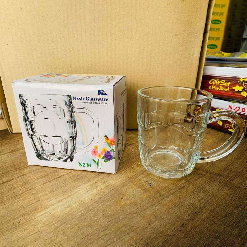Picture of Everyday Use good quality strong Crystal Clear transparent Beautiful unique design Water Mug /Coke / Sorbat Juice premium glass Mug 1 Piece per capacity 250Ml-Multicolor