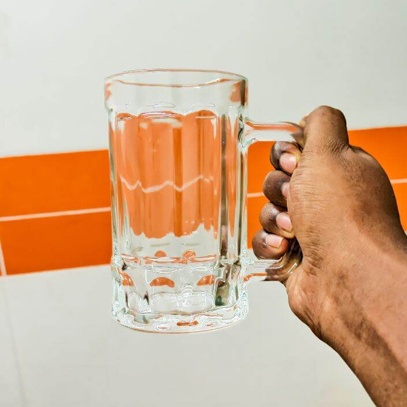 Picture of Everyday Use good quality strong  Crystal Clear transparent Beautiful unique design Water Mug /Coke / Sorbat Juice premium glass Mug 1 Piece per capacity 400Ml-Multicolor
