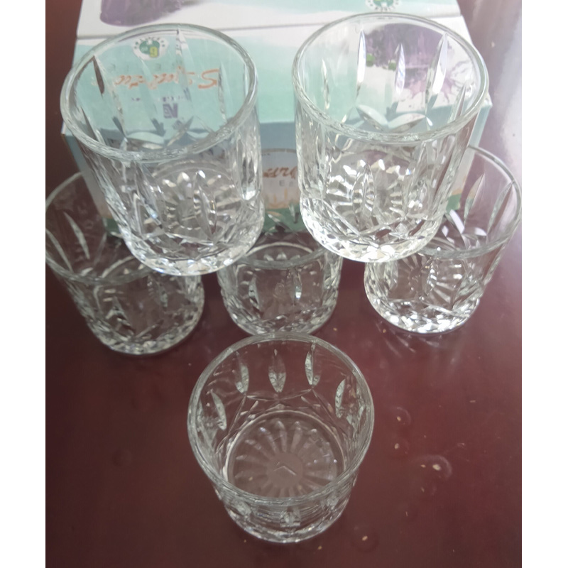 Picture of Everyday Use good quality Strong Crystal Clear Unique design Heavy Sharbat Juice Lassie Glass Set 6 Piece capacity 250 Ml N29T Model-White