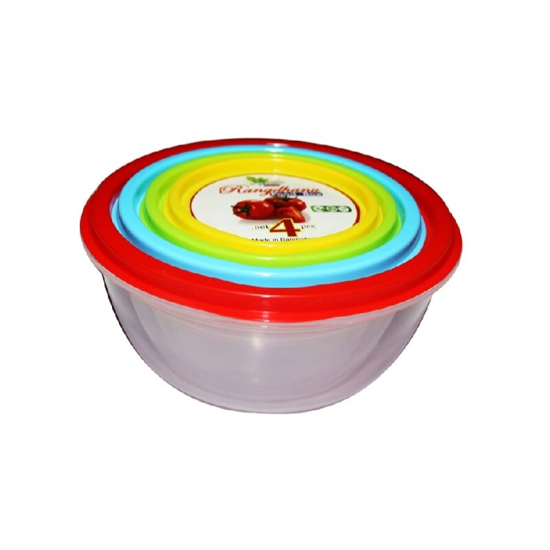 Picture of Plastic Rangdhanu Food Box Set 4 pcs-Multicolor