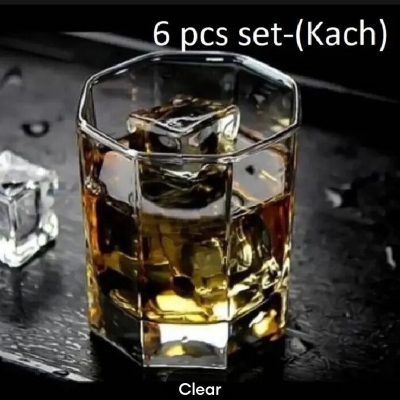 Picture of Everyday Use good quality Strong Crystal Clear Unique design Heavy  Sharbat   Juice Lassie  Glass Set 200 Ml  6 Piece-White