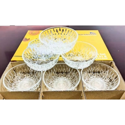 Picture of Everyday Use good quality Strong unique design Heavy Crystal clear 200 Ml Firni Bati Set/ Curry bati /Snack Bowl Set/Soup Set/-6 Piece-White