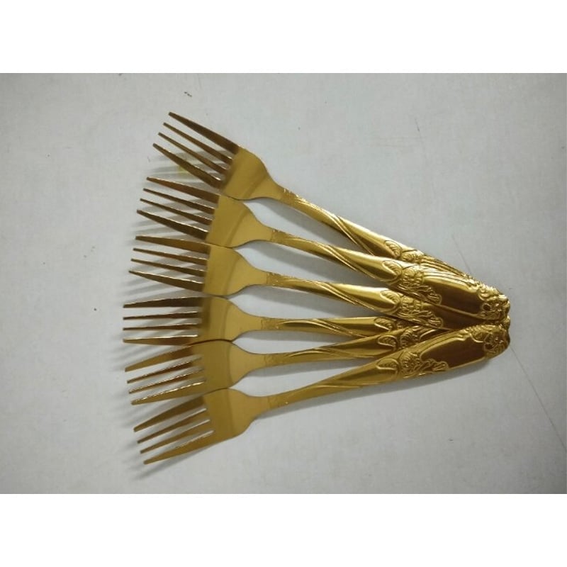 Picture of Stainless Stee Long Handle Fork Spoon Set (6 Pcs)-Multicolor