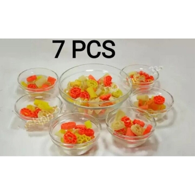 Picture of Ice Cream ,Soup & Firni  family  Glass Bati Set 7 Piece Large bowl-900ml Small bowl-180ml.-White