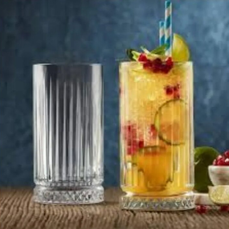 Picture of Everyday Use good quality strong Crystal Clear transparent Beautiful unique design Water /Drinking /Coke / Sorbat/Milk/ Lassi/ premium glass Set 6 Pieces Per capacity 350 Ml-White