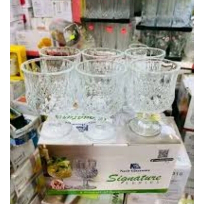 Picture of Everyday Use good quality Strong Crystal Clear Unique design Heavy Sharbat Juice Lassie Glass Set 6 Piece capacity 200 Ml-White