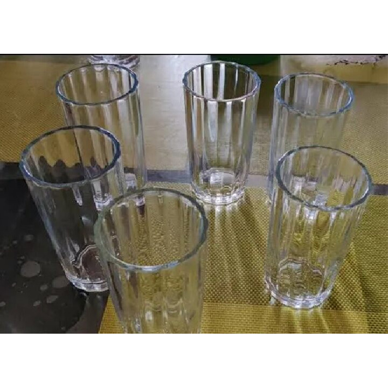 Picture of Everyday Use good quality strong crystal clear unique design Heavy 300 Ml Drinking Water glass set 6 pcs-White
