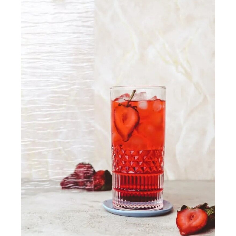 Picture of good quality strong crystal clear unique design Heavy  320 Ml Drinking  Water glass set 6 pcs-White