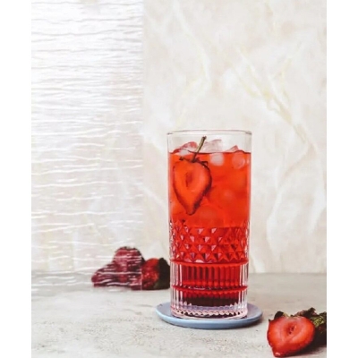 Picture of good quality strong crystal clear unique design Heavy  320 Ml Drinking  Water glass set 6 pcs-White