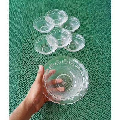 Picture of Ice Cream ,Soup & Firni  family  Glass Bati Set 7 Piece Large bowl-600ml Small bowl-170ml.-White