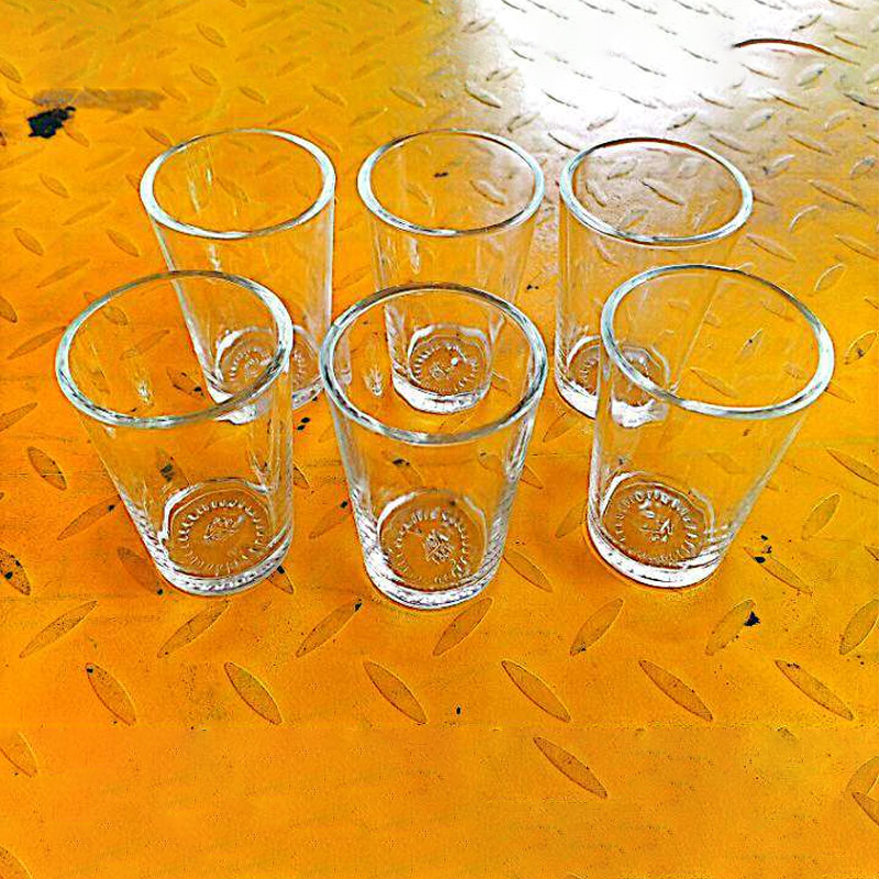 Picture of Everyday Use Good Quality Tea coffee Cup set Crystal Clear transparent Beautiful unique design Premium Cup Set 6 Piece 100 Ml-White