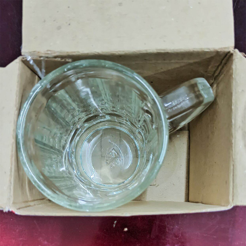 Picture of Everyday Use good quality strong  Crystal Clear transparent Beautiful unique design Water Mug /Coke / Sorbat Juice premium glass Mug 1 Piece per capacity 400Ml-Multicolor