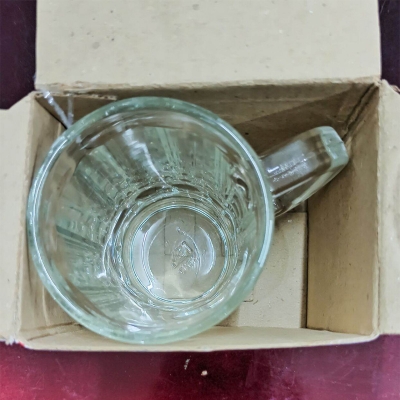 Picture of Everyday Use good quality strong  Crystal Clear transparent Beautiful unique design Water Mug /Coke / Sorbat Juice premium glass Mug 1 Piece per capacity 400Ml-Multicolor