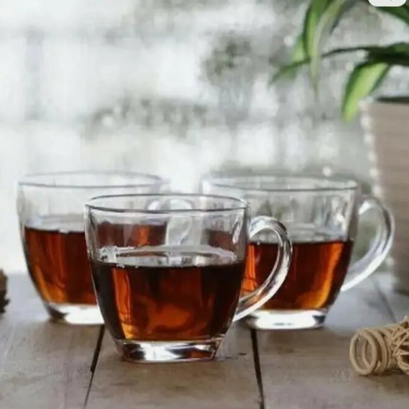Picture of Everyday Use Good Quality Tea coffee Cup set Crystal Clear transparent Beautiful unique design Premium Cup Set 6 Piece 150 Ml-White