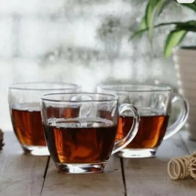 Picture of Everyday Use Good Quality Tea coffee Cup set Crystal Clear transparent Beautiful unique design Premium Cup Set 6 Piece 150 Ml-White