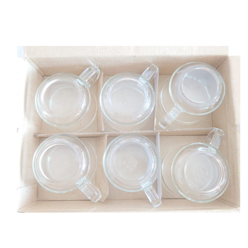 Picture of Everyday Use Good Quality Tea coffee Cup set Crystal Clear transparent Beautiful unique design Premium Cup Set 6 Piece 150 Ml-White