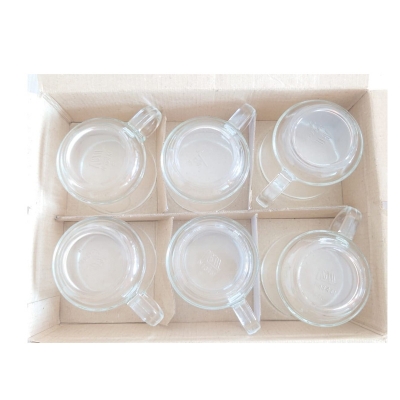 Picture of Everyday Use Good Quality Tea coffee Cup set Crystal Clear transparent Beautiful unique design Premium Cup Set 6 Piece 150 Ml-White