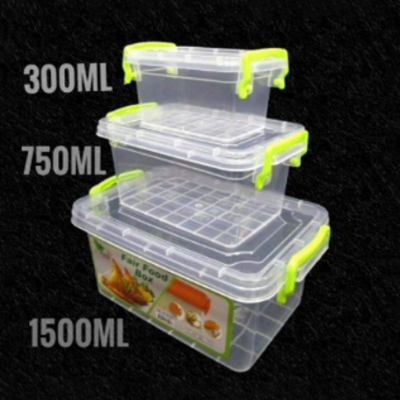 Picture of Plastic Fair Food Storage Box Container With Lid- Set Of 3 Pieces - Ideal For Storing Leftovers Or Meal Prep - Keep Your Food Fresh And Ready To Enjoy-Multicolor