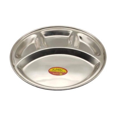 Picture of Divided Plate/ Stainless Steel Plate/ Divided Plate 4 Section -(Diameter-27cm)-Multicolor