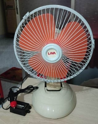 Picture of 12V DC Full Combo Set | 9.5Ah PANDA Battery + 8" Lava/DC Stand Fan + Battery Charger + Clips & Connector | Solar/Emergency Ready Multicolor