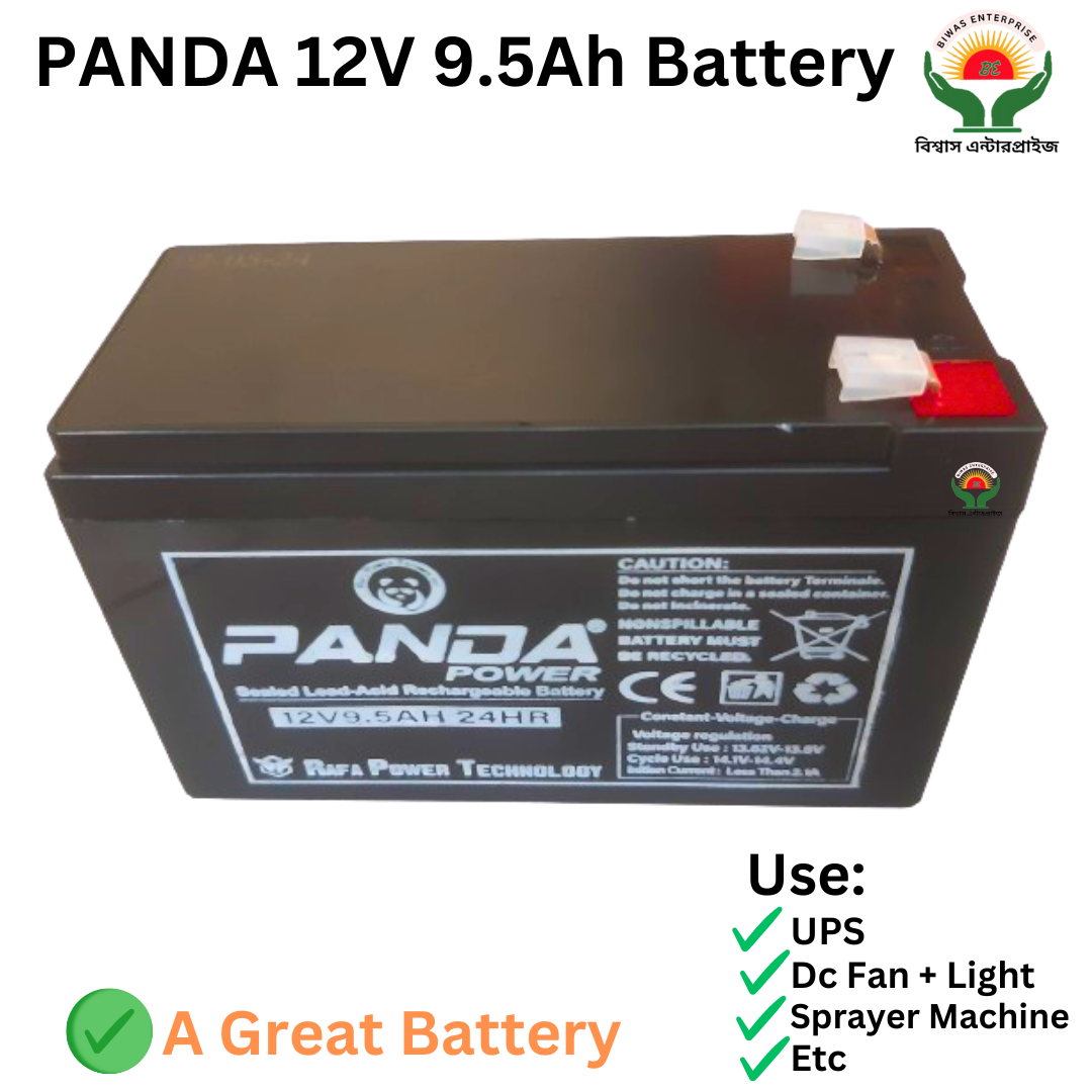 Picture of Panda 12 Volt 9.5 Ah Battery With Charger /12 Volt Battery Charger With Battery With Connector Socket And Clip Etc