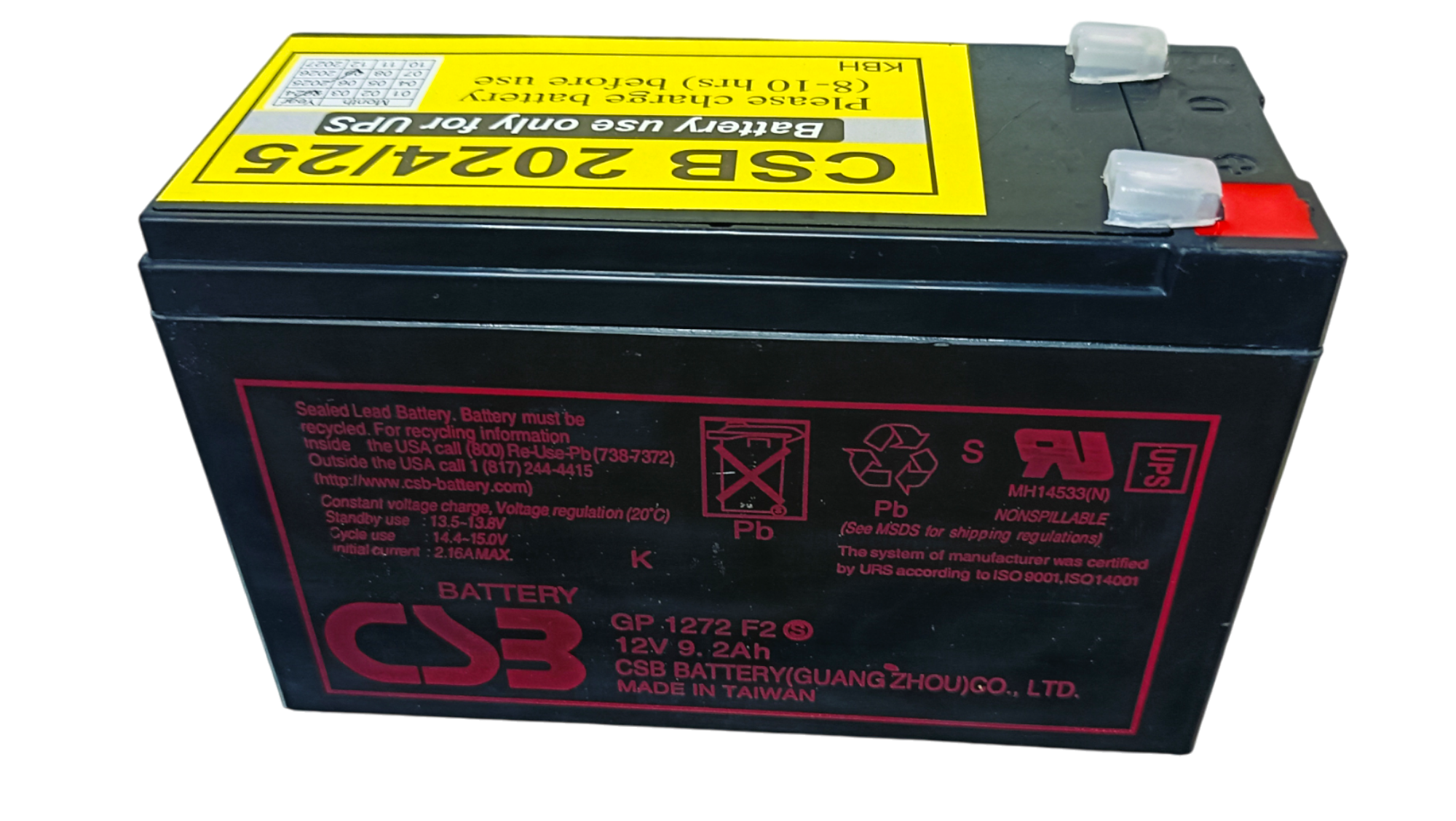 Picture of 12 Volt 9AH battery With Charger -COMBO / CSB 12 Volt 9AH Lead Acid Battery -12V CSB Battery / Dry Cell 12 9AH Battery With Charger + Socket Clip / 12 Volt Battery Black