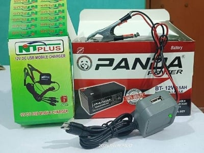 Picture of 12V Solar Mobile Phone Charger | 2.4A Quick DC Clip Charger | Type-B + Type-C Cable | 12V to USB Fast Charging