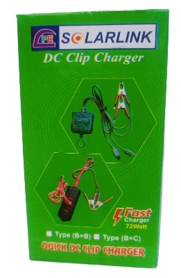 Picture of Solar/Dc Mobile Phone Charger From 12V Battery - 6,4A Quick Dc Clip Charger/Type  C+B Option 2 USB Charging Port 72 Watt Matte Black