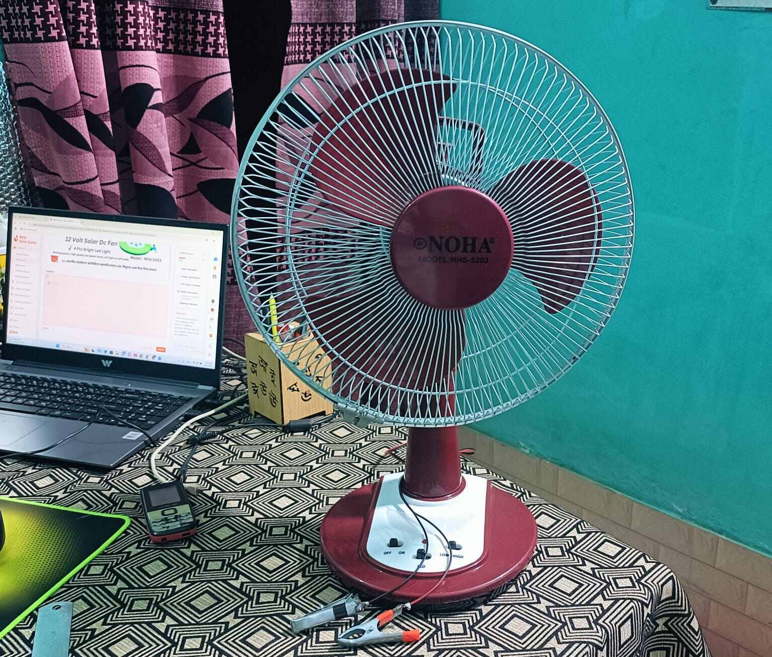 Picture of NOHA Solar Fan 12 Inche / Noha 12' Half Stand Solar Fan /12 Inch 12V Dc Solar Fan Green & Red