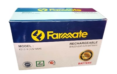 Picture of 12V 9Ah Farmate Rechargeable Battery | Dry Cell & Lead Acid Battery For UPS, IPS, DC Fan, Light,Incobetor, Motor Pump & Spray Machine Black