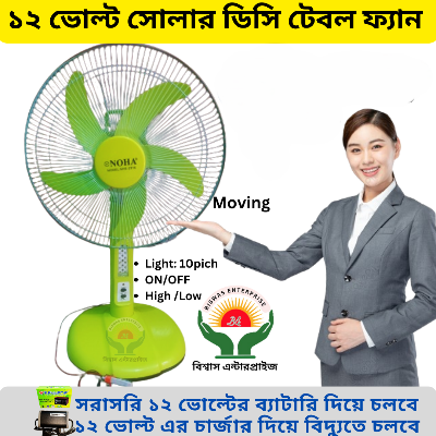 Picture of NOHA Solar Fan 16 Inch / Noha 16' Half Stand Solar Fan /16 Inch 12v Dc Solar Fan Green & Red