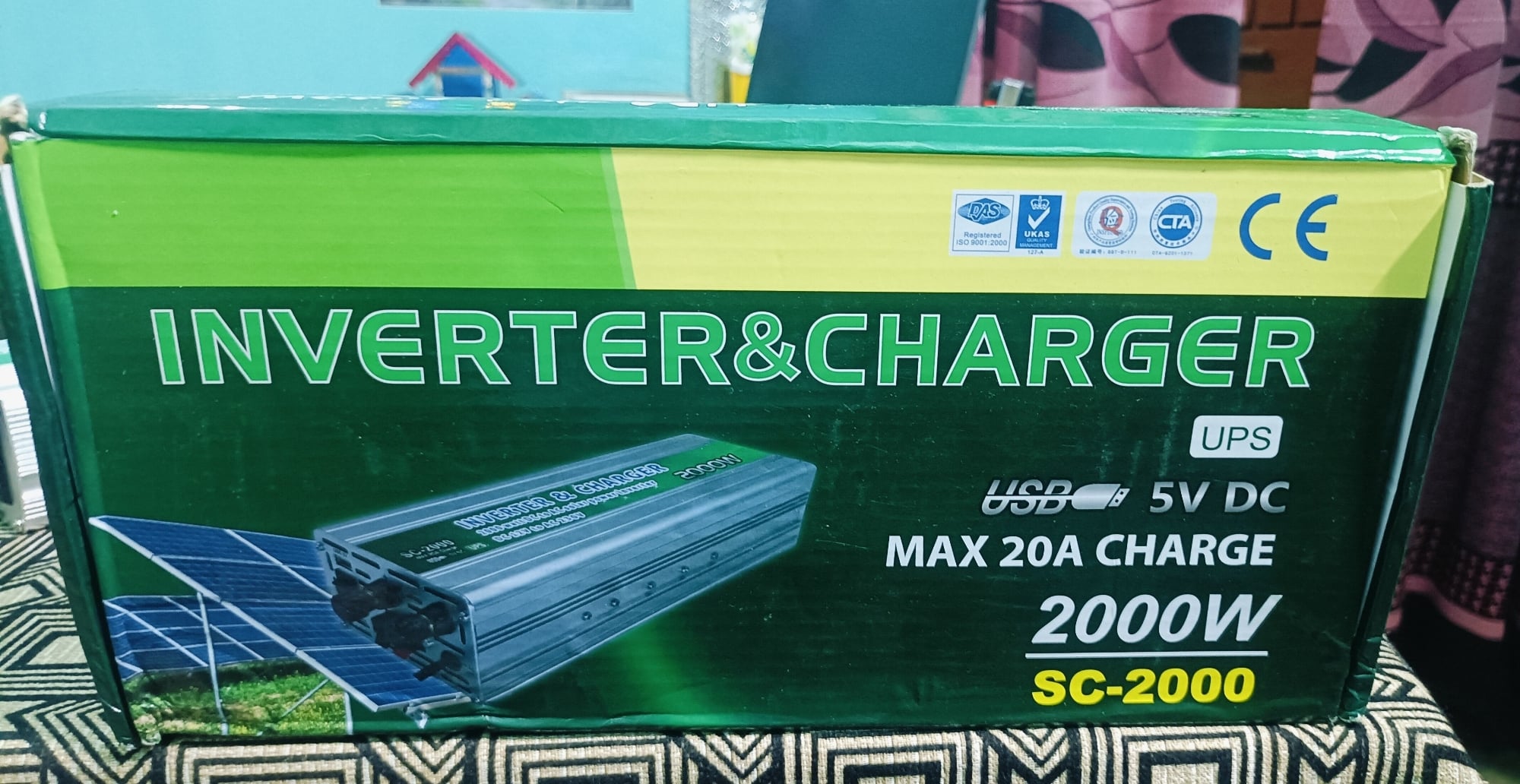 Picture of 2000 Watt Inverter with Charger Multi-Function  UPS 2000W 12V To 220V Power Inverter and 20A Battery Charger Silver