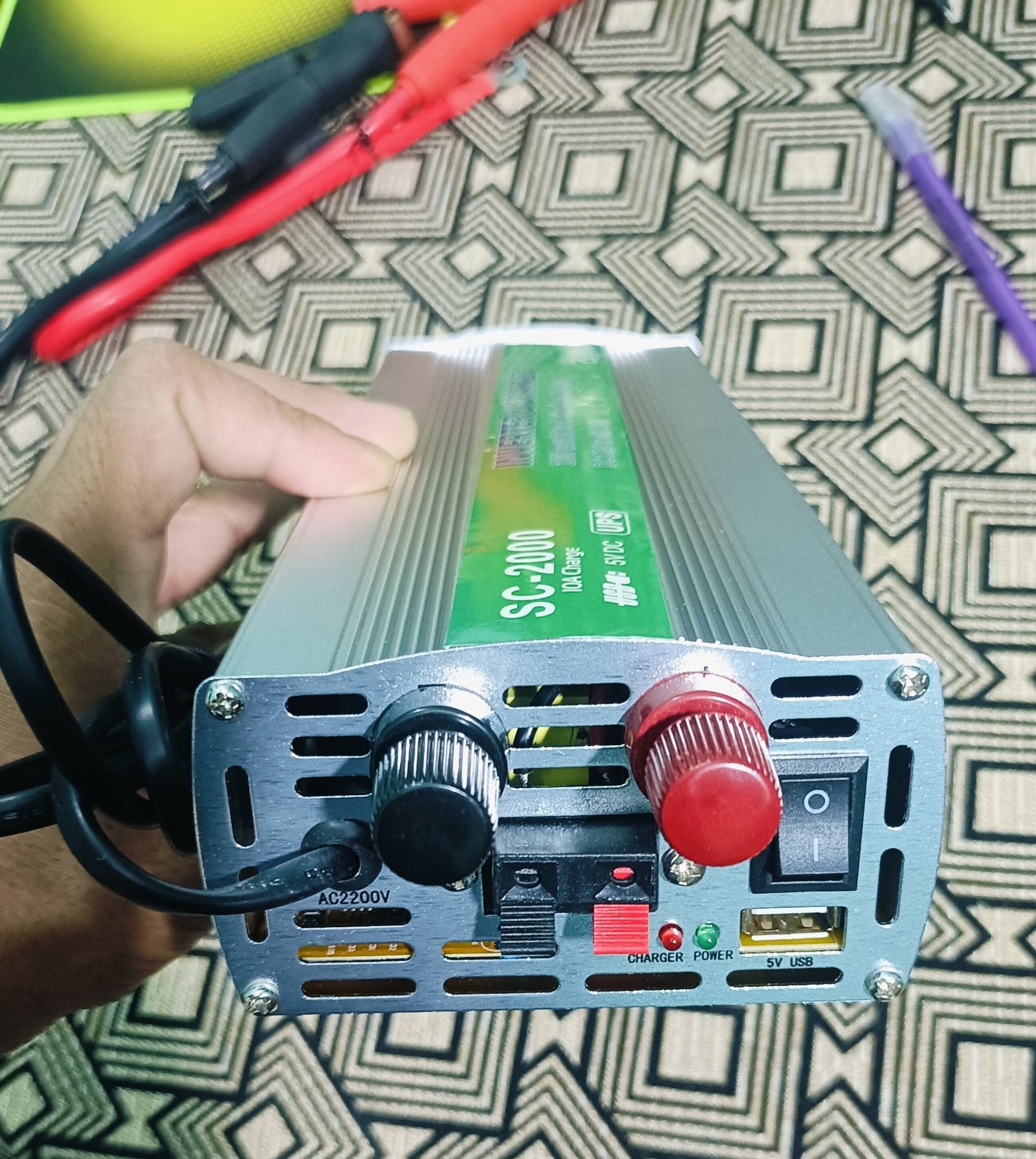 Picture of 2000 Watt Inverter with Charger Multi-Function  UPS 2000W 12V To 220V Power Inverter and 20A Battery Charger Silver