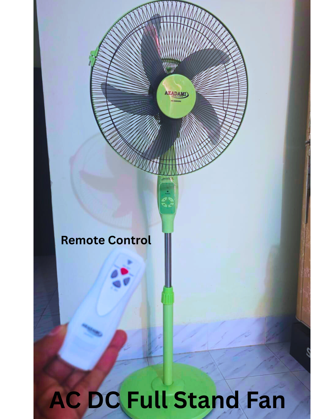 Picture of 16" AC/DC Full Stand Fan With Remote & Adapter | 12V Solar Compatible Stand Fan | Non Rechargeable 16 Inch Fan For Home & Office