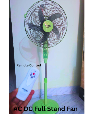 Picture of 16" AC/DC Full Stand Fan With Remote & Adapter | 12V Solar Compatible Stand Fan | Non Rechargeable 16 Inch Fan For Home & Office