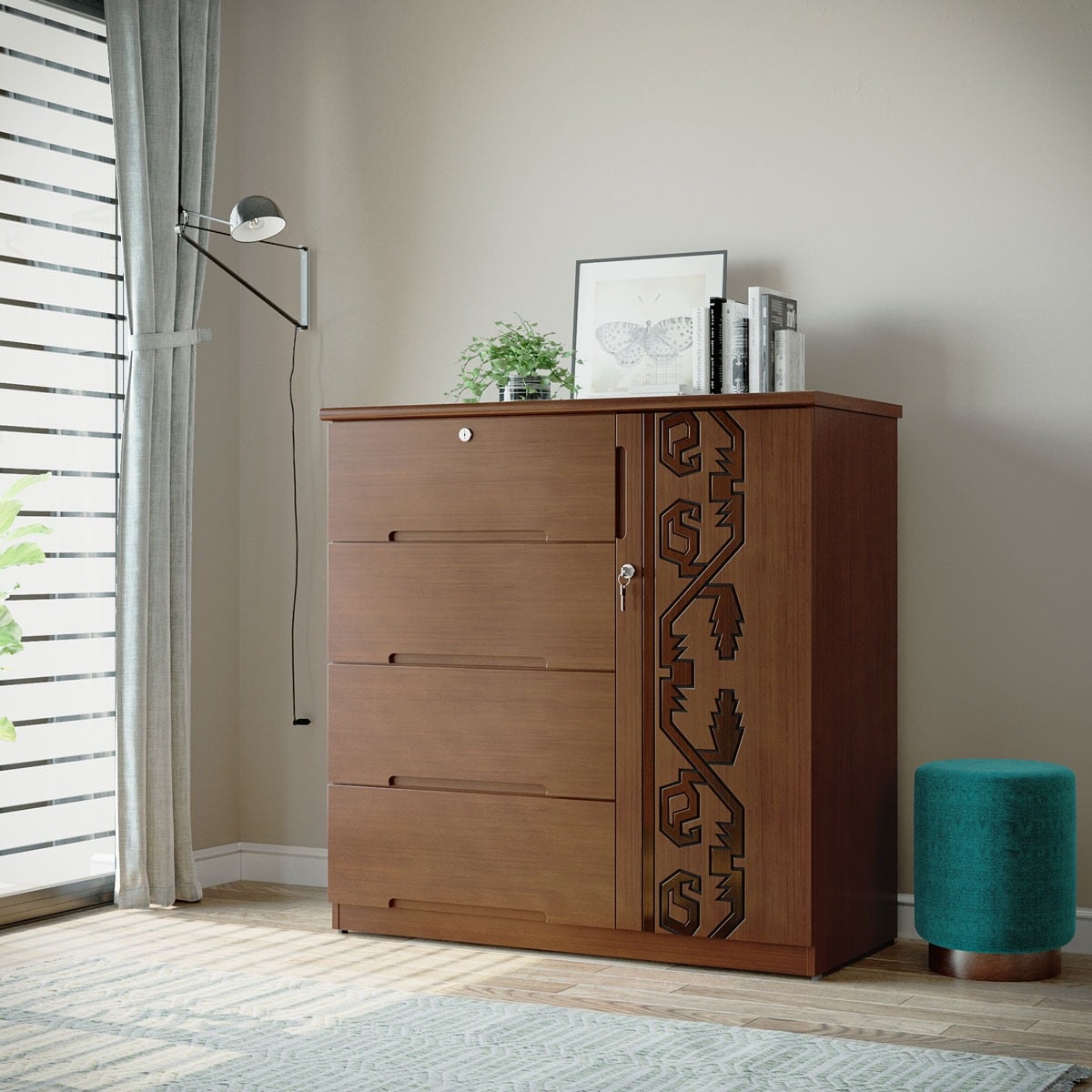 Picture of REGAL Jamdani Wooden Wardrobe WDH-362-3-1-20