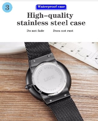 Picture of LIGE 9949 Fashion Watch Men Stainless Steel Top Brand Luxury Waterproof Quartz Watch Casual Sport Ultra Thin Date Clock Male+BOX