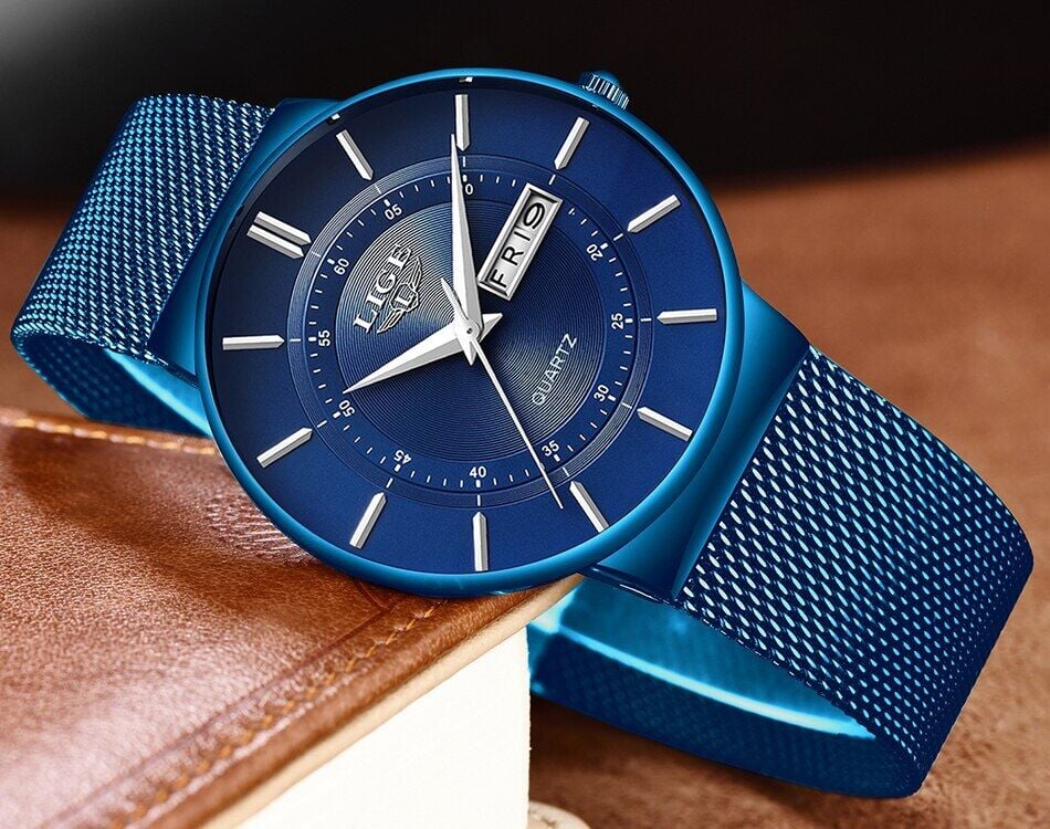 Picture of LIGE 9949 Fashion Watch Men Stainless Steel Top Brand Luxury Waterproof Quartz Watch Casual Sport Ultra Thin Date Clock Male+BOX