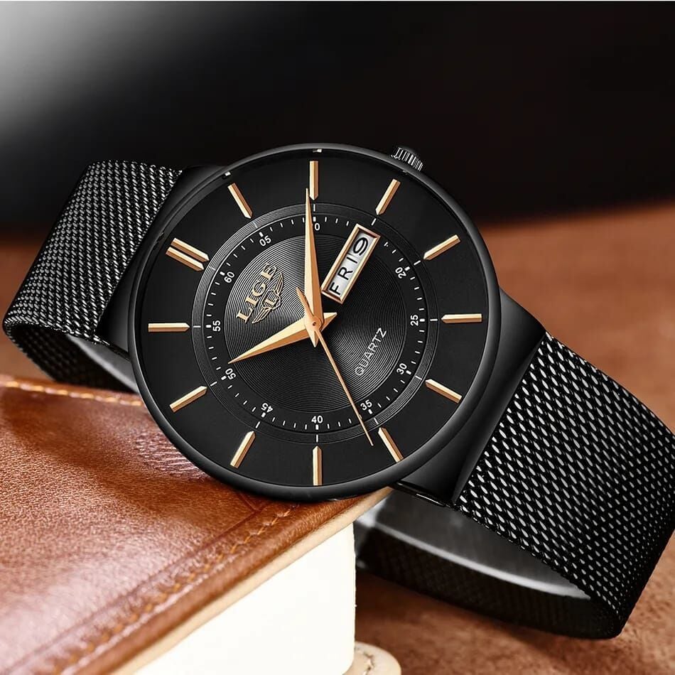 Picture of LIGE 9949 Fashion Watch Men Stainless Steel Top Brand Luxury Waterproof Quartz Watch Casual Sport Ultra Thin Date Clock Male+BOX