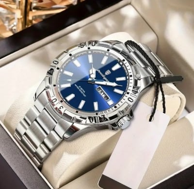 Picture of POEDAGAR 959 Luxury Quartz Man Watch Waterproof Luminous Date Week Men Watch Military Stainless Steel Men's Watches Sport Male Clock